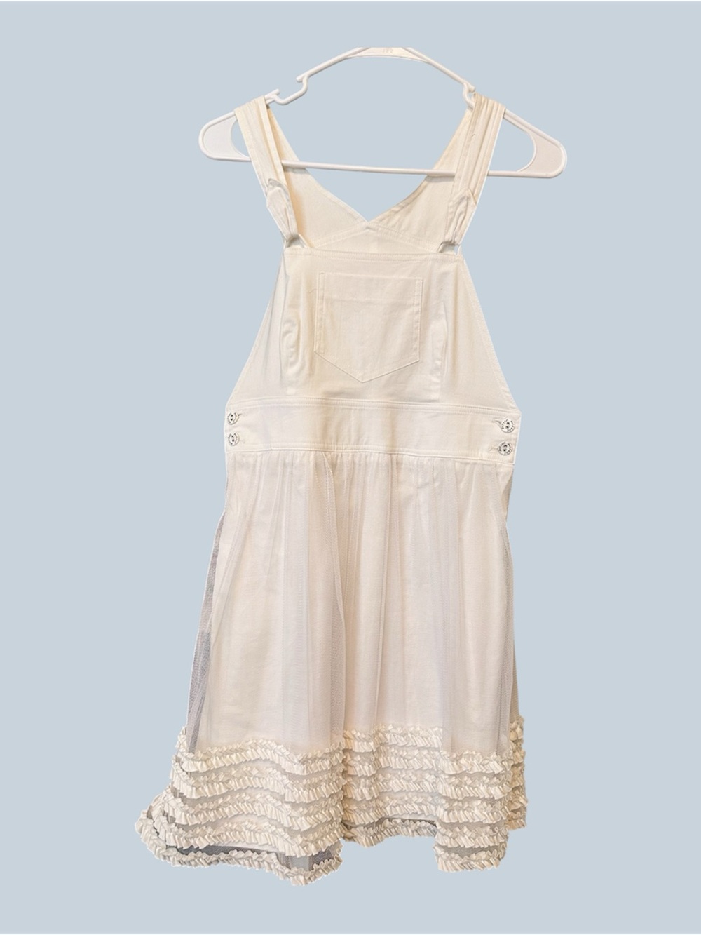 Betsey Johnson White Overall Jumper Dress (with pockets!)